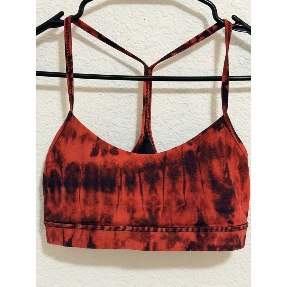 Lululemon Flow Y  Tie Dyed Red Black Sports Bra Yoga 8